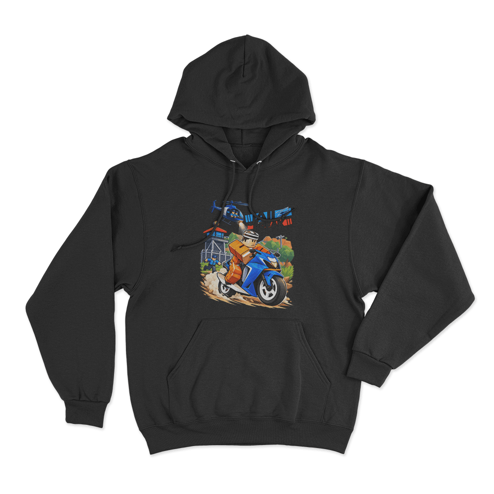 Jailbreak Motorcycle Escape Chase Unisex Hoodie Black Jailbreak Motorcycle Escape Chase Unisex Hoodie Black