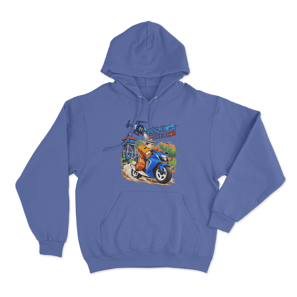 Jailbreak Motorcycle Escape Chase Unisex Hoodie Blue Jailbreak Motorcycle Escape Chase Unisex Hoodie Blue