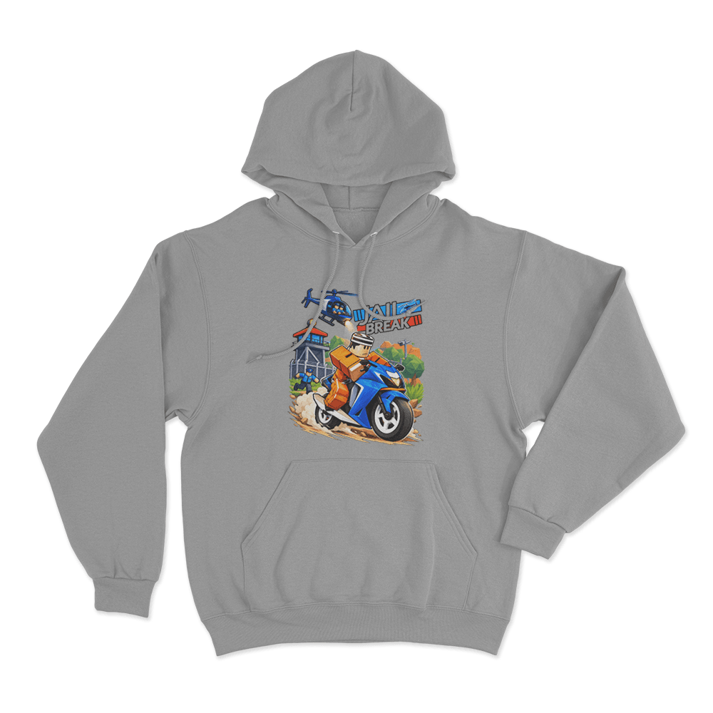 Jailbreak Motorcycle Escape Chase Unisex Hoodie Grey Jailbreak Motorcycle Escape Chase Unisex Hoodie Grey