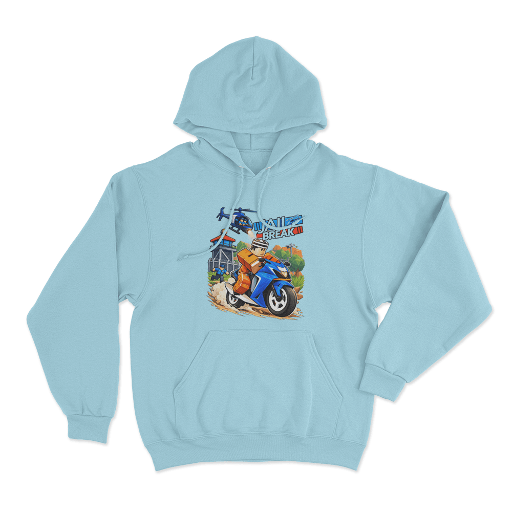Jailbreak Motorcycle Escape Chase Unisex Hoodie Sky Blue Jailbreak Motorcycle Escape Chase Unisex Hoodie Sky Blue