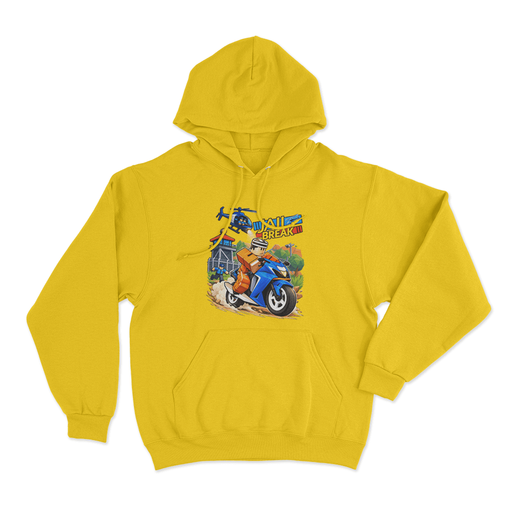 Jailbreak Motorcycle Escape Chase Unisex Hoodie Yellow Jailbreak Motorcycle Escape Chase Unisex Hoodie Yellow