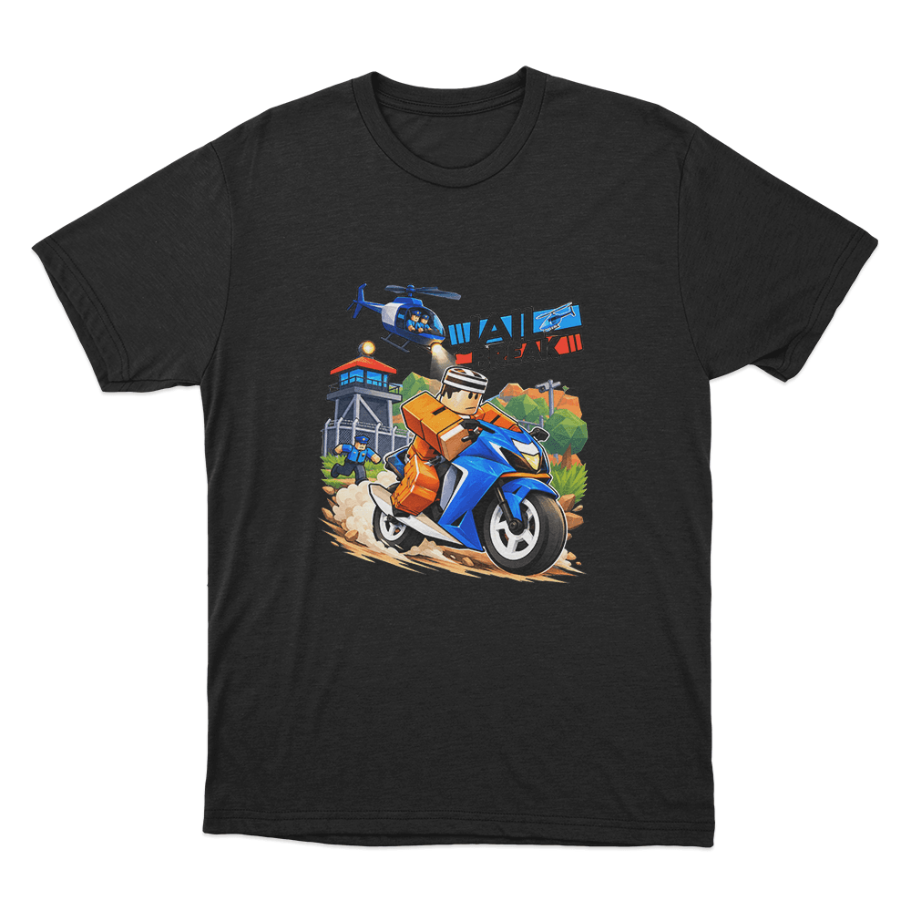 Jailbreak Motorcycle Escape Chase Unisex T Shirt Black Jailbreak Motorcycle Escape Chase Unisex T Shirt Black