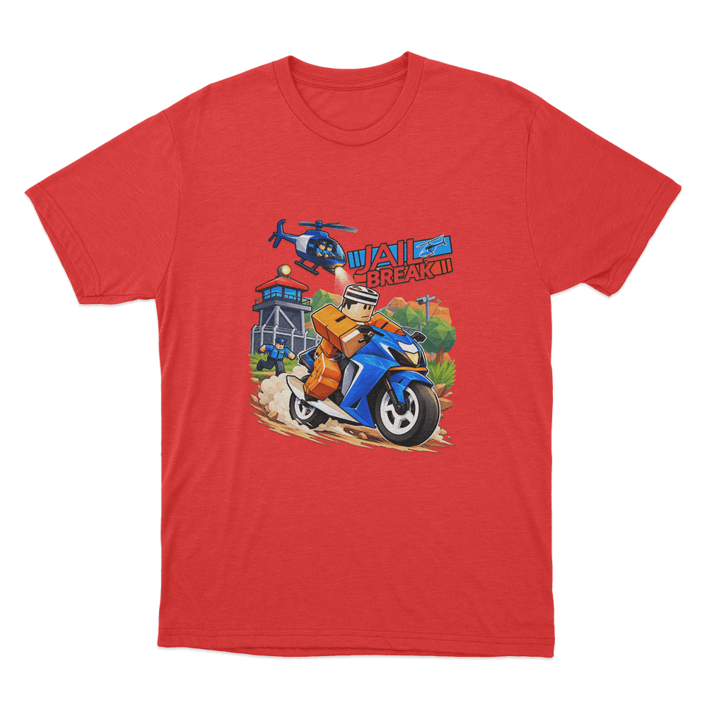 Jailbreak Motorcycle Escape Chase Unisex T Shirt Red Jailbreak Motorcycle Escape Chase Unisex T Shirt Red